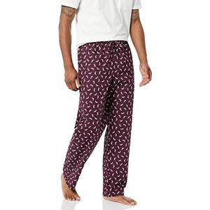 Amazon Essentials Men's Geweven pyjamabroek met rechte pasvorm, Bordeauxrood Papegaaiduiker, S