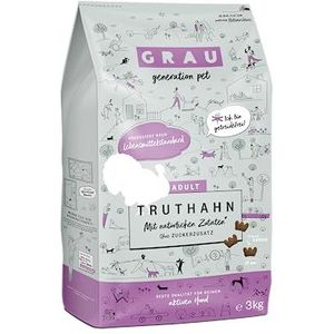 GRAU - het origineel - Droogvoer voor honden - Kalkoen, 1 verpakking (1 x 3 kg), graanvrij, voor actieve volwassen honden