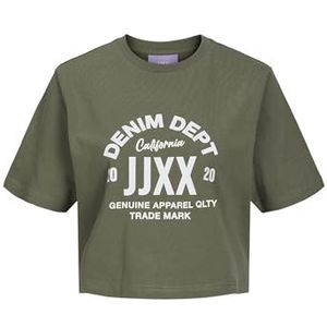 JACK & JONES Dames Jjxx Jxbrook Ss Relaxed Vint Tee Sn T-shirt, Vier leaf Clover/Print: denim Dept, XS