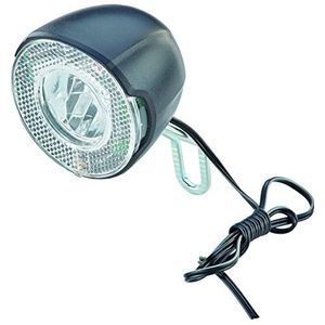 Prophete LED-koplamp 30 lux, met aan-/uitschakelaar, met parkeerlicht en geïntegreerde reflector, Nirosta houder, voor naaf- en zijdynamo, zwart, L
