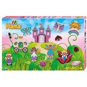 Hama 3043 Fairies Gift Box cadeauverpakking feeënmagie, parels midi, ca. 6000 stuks inclusief pennenplaten en accessoires, kleurrijk, eenheidsmaat.