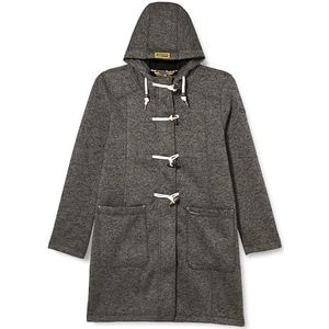 Fumo Gebreide fleece duffelcoat voor dames, grijs melange, XXL