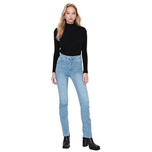 Trendyol Vrouwen Vrouwen Hoge Taille Flare Jeans, Lichtblauw, 32W