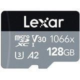 Lexar Professional 1066x 128GB Micro SD Kaart, microSDXC UHS-I Geheugenkaart met SD-adapter uit de SILVER-serie, tot 160 MB/s Lezen, voor action camera, drone, smartphone, tablet (LMS1066128G-BNAAG)