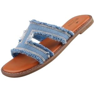 Gezondheidsslippers - Jeansblauw - Synthetisch - Blokhak - Open Neus