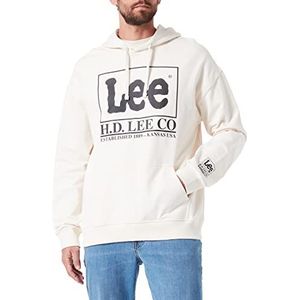 Lee Losse logo hoodie met capuchon voor heren, ecru, M