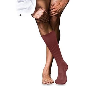 FALKE Heren Nr. 13 lange sokken, ademend, katoen, glanzend, licht, versterkt, platte teennaad, hoge kwaliteit, elegant, voor kleding en werk, 1 paar, rood (Rust 8214), 45-46 EU
