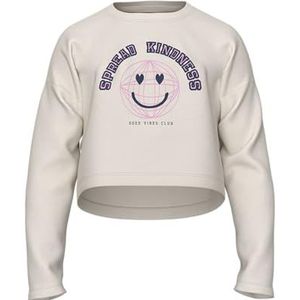 NAME IT Meisjes Nkfvilma Ls Crop Top Shirt met lange mouwen, Jet Stream/Print: spread Kindness, 116