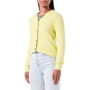 Bestseller A/S JXREGINA Gebreid vest voor dames, diverse cardigan, limeade/detail: Moonbeam Neck piping, S, Limeade/Detail:/Moonbeam Neck Piping, S