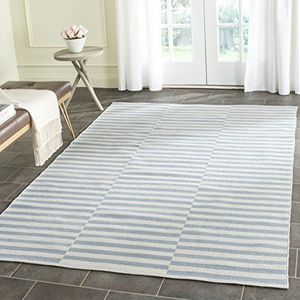 Safavieh tapijt geweven vlak, MTK715, handgeweven katoen MTK715 120 x 180 cm ivoor/lichtblauw