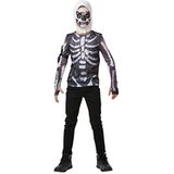 Rubie's officiële Fortnite Skull Trooper-kostuumset voor kinderen, gaming-skin, medium (152 cm)