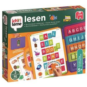 Jumbo Ik leer lezen (Duits) - Gezelschapsspel voor 5-jarigen met 3 moeilijkheidsniveaus en 15 thematische kaarten