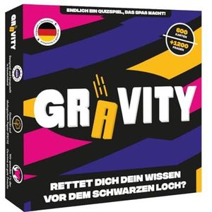 Gravity gezelschapsspel, strategie en kennisspel, quizspel voor algemene kennis met vrienden en familie, bordspel voor volwassenen, 2 tot 8 spelers