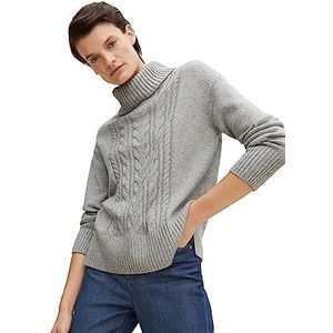 TOM TAILOR Dames Coltrui met vlechtpatroon 1034048, 30282 - Concrete Grey Melange, 3XL