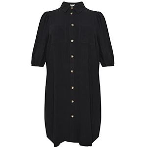 Kaffe Curve Plus-Size damesshirt, jurk met lange mouwen, knielang, losse pasvorm, Black Deep, 48 (L)