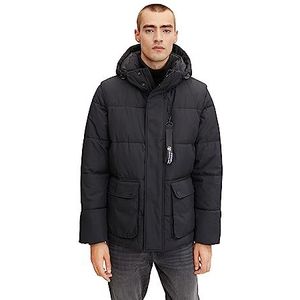 TOM TAILOR Uomini Puffer jas met capuchon 1032491, 29999 - Black, M