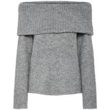 PCPAM LS Off Shoulder Knit BC, dark grey melange, L