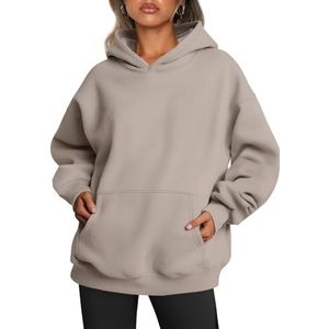 Trendy Queen Oversized hoodies voor dames, fleece sweatshirts met lange mouwen, truien, herfst- en winterkleding, S
