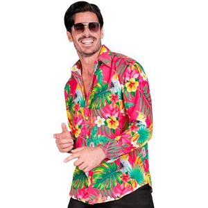 Widmann - Party Fashion hemd, Copacabana-patroon, neon, Hawaï-themafeest, paradijsvogel