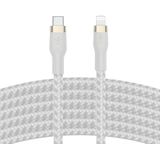 Belkin BoostCharge Pro Flex gevlochten USB Type C/Lightning-kabel (2 m), MFi-gecertificeerde 20 W PD Power Delivery-snellaadkabel voor iPhone 14/14 Plus, 13, 12, Pro/Max, mini, SE, iPad en meer – Wit