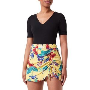 Koton Dames Floral Skort Shirred Shorts, Geel ontwerp (01i), 36