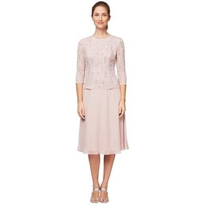 Alex Evenings - Tea Length - Bruiloftsjurk - Roze - A-lijn