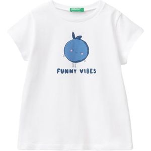 United Colors of Benetton T-shirt voor meisjes en meisjes, Wit, 104
