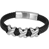 iXXXi Men Leren Heren armband Sky Zilver Mat | 19cm