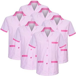 MISEMIYA - Set van 6 stuks - Sanitaire kippenuniform voor Mexico verpleegsters, Fuchsia T820-9, XXL