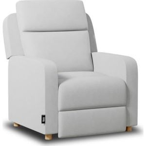 Nalui - Relaxstoel One Fabric (77 x 87 x 98 cm) met handmatige push-opening en versterkte structuur. Fauteuil voor de woonkamer, met stof bekleed met 160° helling, lichtgrijs
