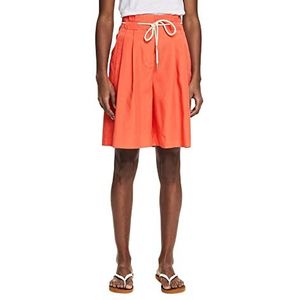 ESPRIT Collection Met linnen: shorts met trekkoord, Coral Oranje, 36