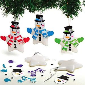 Baker Ross AX514 Sneeuwman Ster Kerstballen Set - Set Van 6, Versier Je Eigen Kerstboomdecoratie Voor Knutselen Voor Kinderen