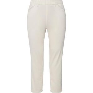 Ulla Popken Sienna, 818073, damesbroek, grote maten, grote maten, plus size, 7/8, zoom met franjes, smalle pijpen, gebroken wit, 60 NL