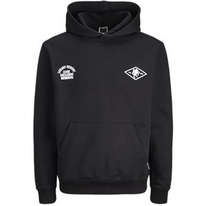 JACK & JONES Jcocrest Print Sweat Hood, zwart, S