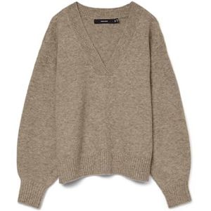 VERO MODA - Vmboom Ls Noos - Trui - Lichtgrijs - V-hals - Lange Mouwen