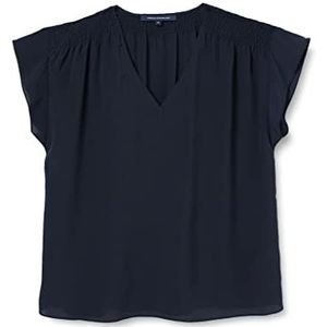 French Connection Dames crêpe lichte V-hals schouder top blouse marine, S, Marinier, S