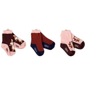 Sigikid Baby-meisjes set van 3 herfstbos klassieke sokken, rood/roze, 16/18, rood/roze., 16/18 EU