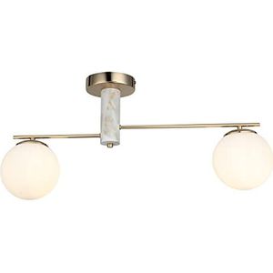 Homemania Rhodos plank met plafondlamp voor muur, metaal, groen, goud, 14 x 64 x 32 cm