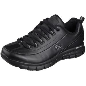 Skechers for Work Women's Sure Track Trickel Slip Resistant Work Shoe, Black/Charcoal, 7