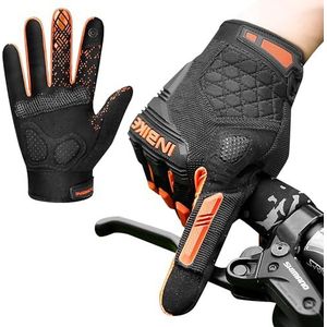 INBIKE Fietshandschoenen Heren MTB Handschoenen Volledige Vinger Dames Mountainbike Gewatteerde Fiets Touchscreen Mannen Vrouwen Oranje M