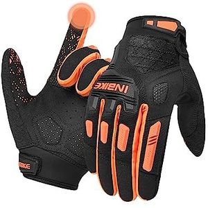 INBIKE Fietshandschoenen Heren MTB Handschoenen Volledige Vinger Dames Mountainbike Gewatteerde Fiets Touchscreen Mannen Vrouwen Oranje M