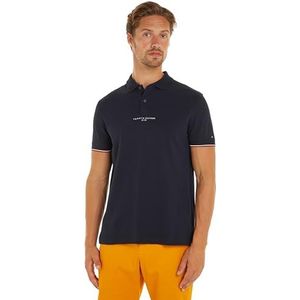 Tommy Hilfiger Heren Tommy Logo Tipped Reg Polo S/S polo's, blauw, M, woestijn hemel, M