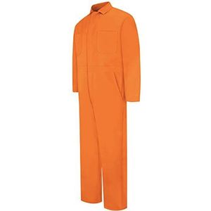 Red Kap Men's Snap Front Cotton Coverall, Oversized Fit, Long Sleeve, Orange, 44