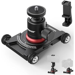 NEEWER Dolly SD001 Camera Slider Dolly met kogelkop en telefoonklem, 4-wielige tafel Dolly met 360° panorama, compatibel met spiegelloze camera, mini-camcorders, GoPro iPhone en Android mobiele