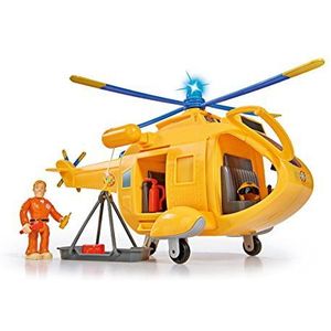 Simba – Brandweerman Sam Helikopter Wallaby Ii, Met Tom Thomas Figuur, Met Licht En Origineel Geluid, Met Draaibare Rotor En Lier Lier 6 Zitplaatsen, 34 Cm, Voor Kinderen Vanaf 3 Jaar