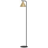 EGLO Vloerlamp Narices, 1-lichts staande lamp in minimalistisch design, staanlamp voor woonkamer van metaal in mat messing, goud en zwart, met trapschakelaar, E27 fitting