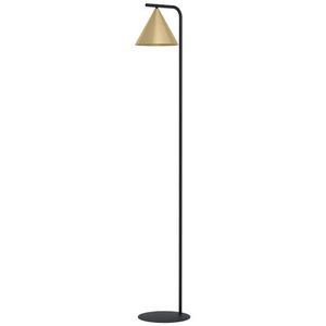 EGLO Vloerlamp Narices, 1-lichts staande lamp in minimalistisch design, staanlamp voor woonkamer van metaal in mat messing, goud en zwart, met trapschakelaar, E27 fitting