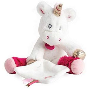 Baby Nat ure BN0321 knuffeldier eenhoorn met knuffeldoek, 30 cm, wit/roze