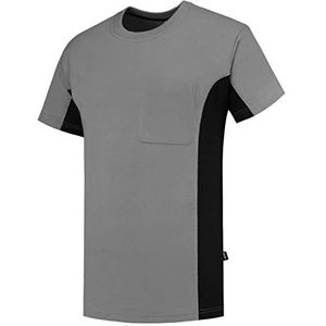Tricorp 102002 Workwear Bicolor borstzak T-shirt, 100% gekamd katoen, 190g/m², grijs zwart, maat 5XL
