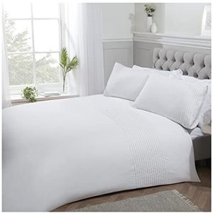 Sleepdown Beddengoedset met biezen, gestreept, luxueus, onderhoudsvriendelijk, zacht, comfortabel, met kussenslopen, 220 x 260 cm, wit